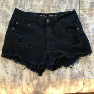 Black ripped jean shorts